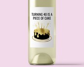40th Birthday Wine Label Template, Fortieth Birthday Wine Bottle Label, Printable Label Template, Happy Birthday Wine Label