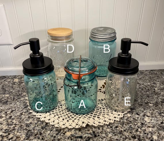 Ball Pint Canning Jar with bamboo lid,  Farmhouse Decor
