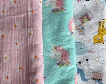 Large Cotton Flannel Receiving Blanket: Baby Swaddling Blanket, Shower Gift