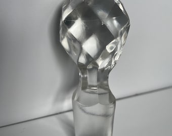 Vintage Faceted glass bottle stopper, Decanter stopper, MCM period design