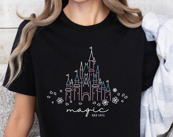 Abstract Disney Castle Tee, Floral Disney Shirt, Matching Family Vacation Shirt, Retro Cinderella T Shirt, Mom Daughter Shirt, Disney Family