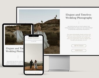 Canva Hochzeitsfotograf Website Template: Minimales Portfolio Design