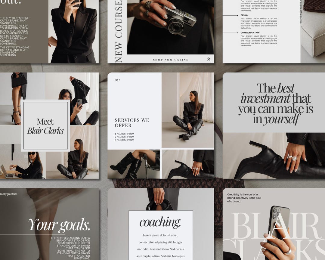 Coach Instagram Post Template: 90 Canva Social Media Templates (digital ...