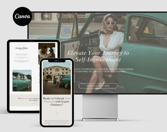 Minimal Coach Website Template: Editable Canva Design, Life Coach, Wellness