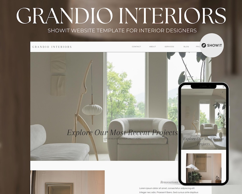 Modern Interior Design Showit Website Template: Portfolio Design - Etsy