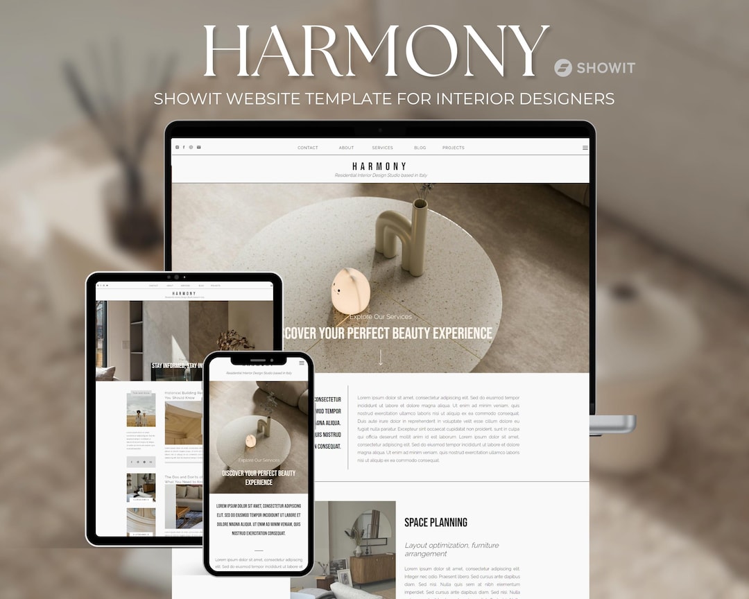 Interior Design Showit Template | Modern Minimalist Website for ...