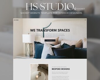 Minimalist Interior Design Website Template: Modern Showit Theme