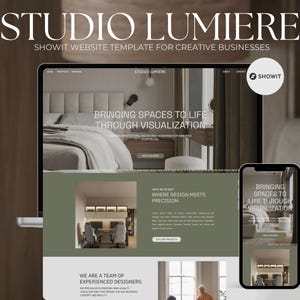 Modelo de site Showit para estúdios de design de interiores e arquitetos | Portfólio de visualização 3D | Site de negócios criativo moderno sem código