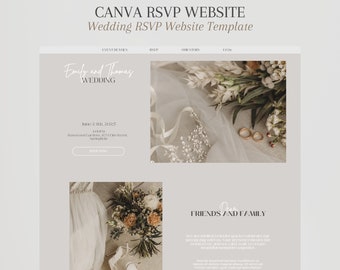 Sjabloon elegante bruiloft RSVP-website: aanpasbaar canva-ontwerp (digitale download)