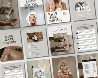 Skincare Instagram Post Templates: Editable Beauty Social Media Kit (Canva)