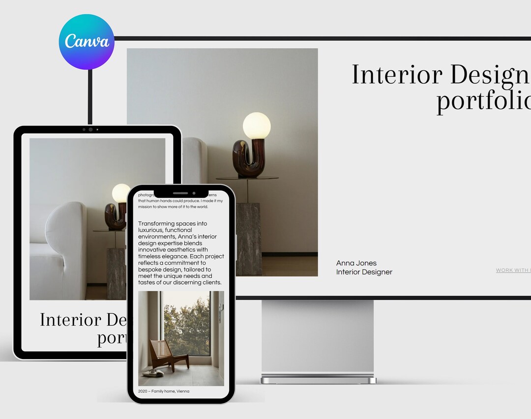 Canva Interior Design Portfolio Website Template: Modern Landing Page ...