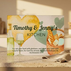 Personalized Wine Bread Kitchen Cutting Board | Custom Name Scripture Verse