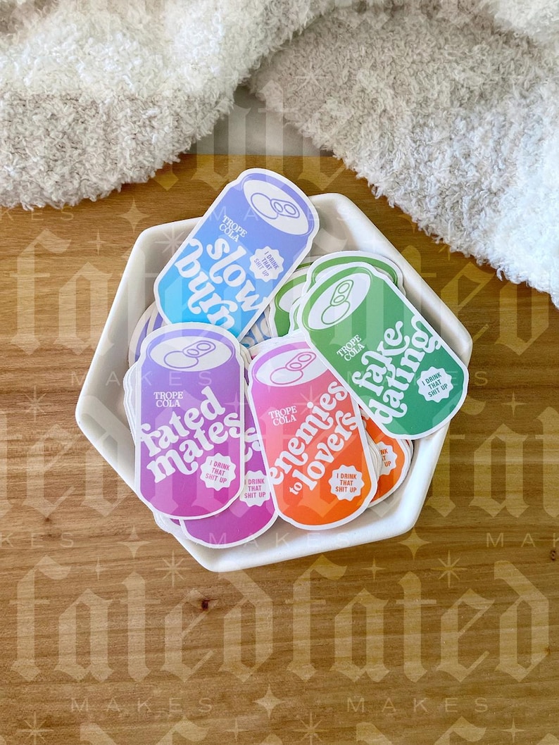 Trope Cola | Bookish Sticker | Kindle Sticker | Fated Mates | Enemies to Lovers | Fake Dating | Slow Burn | Why Choose | Found Family image 4