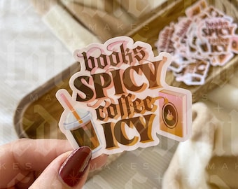 Books Spicy Coffee Icy Sticker | Romance Reader | Kindle Sticker