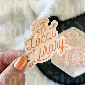 Soutenez votre bibliothèque locale | autocollant vintage | Sticker livresques | Sticker Kindle