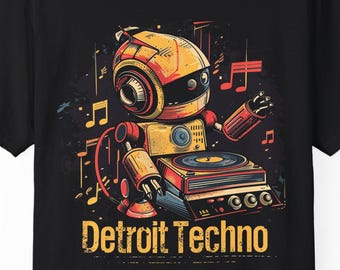 Detroit Techno Robot DJ T-Shirt, Retro Graphic Music Tee