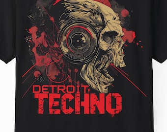 Detroit Techno Skull T-Shirt, Heavy Metal Music Tee, Vintage Band Style