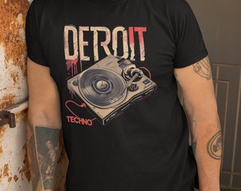 Detroit Techno Turntable T-shirt, Urban Edge Cotton Tee