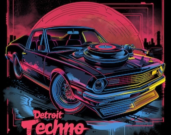 Detroit Techno T-Shirt, Muscle Car, Electronic Music