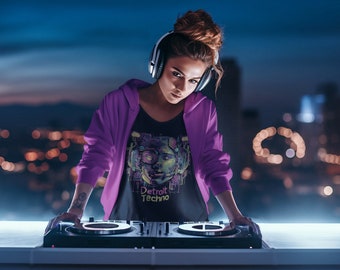 Detroit Techno T-shirt, Robot Graphic, Premium Cotton Tee