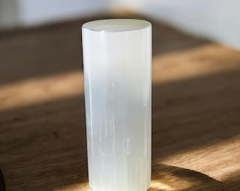 Polished Selenite Cylinder: Energy Cleansing Crystal, Aura Protection (8cm)