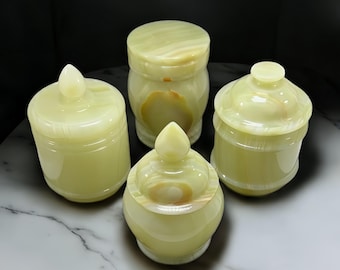 Elegant 5-Inch Onyx Storage Jar with Customizable Lids: Flat, Pointed, Rounded, or Circular Point