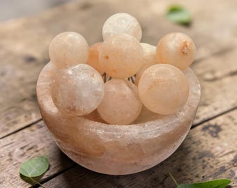 Lámpara de sal natural del Himalaya con bolas de masaje, luz de bienestar de 15 cm.