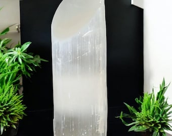 Handcrafted Selenite Crystal Lamp: Moroccan Home Decor (Includes Wire and Bulb)