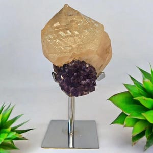 Uruguayan Amethyst & Calcite Specimen: Ethically Sourced Crystal Decor