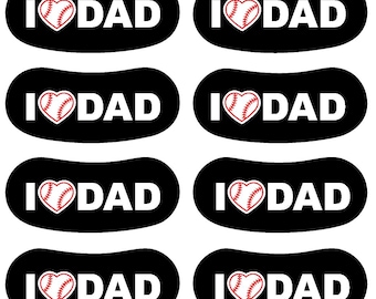 Father’s Day Eye Black Stickers: I Love Dad, Sports Face Stickers, Baseball Heart