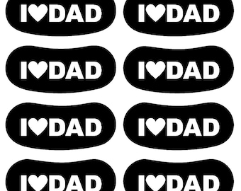 Adesivi neri per gli occhi per la festa del papà: ti voglio bene papà, adesivi per il viso sportivo, cuore normale