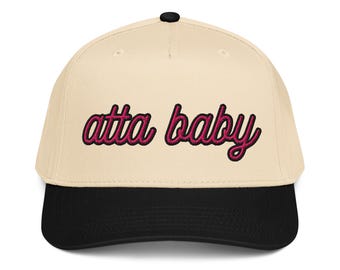 Atta Baby Embroidered Baseball Hat, Two-Tone 5 Panel Cap
