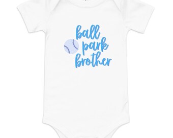Custom Ballpark Brother, Baby short sleeve one piece