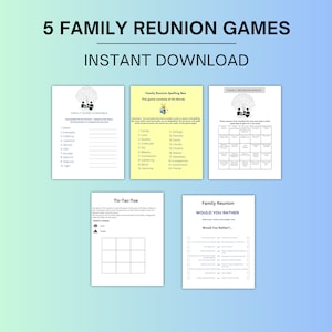 Family Reunion Games Bundle, 5 Family Reunion Printable Games, Family Reunion Activities, Family Gathering Activities, Family Party Games