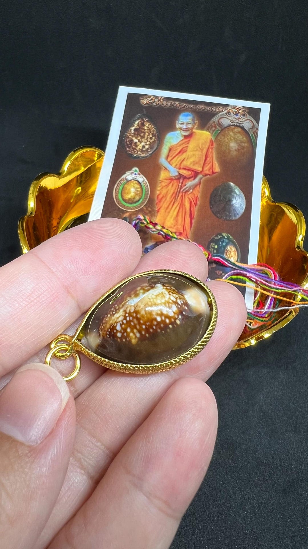 Shell Amulet Luang Pu Maha Sila Shell Amulet Thai Holy Thread Protection - Etsy