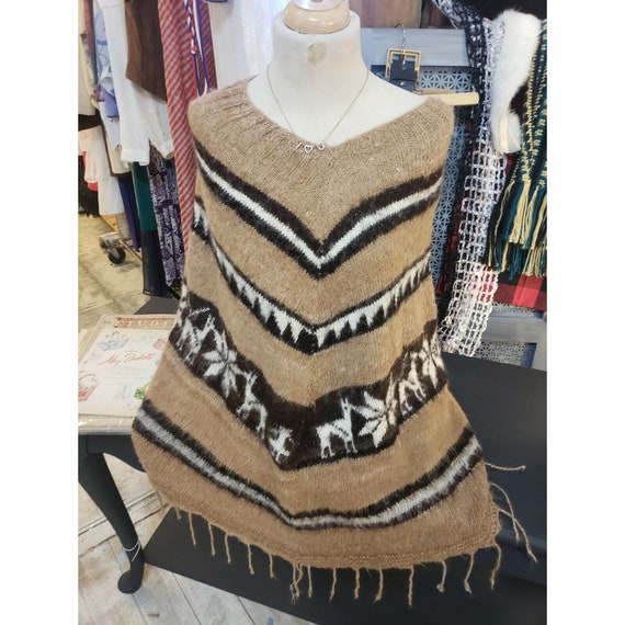 Vintage Wool/Mohair Poncho Cape 1960s handmade Azt