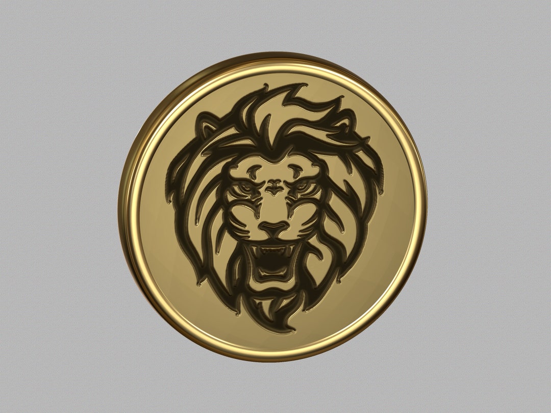 Lion Digital 3D Koin in GOLD. - Etsy