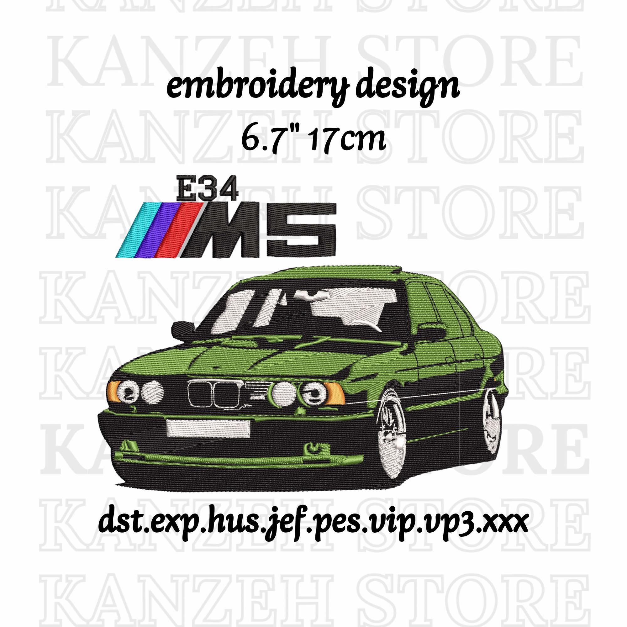 BMW M5 E34 Embroidery Design: Car Enthusiast Stitch File (6.7
