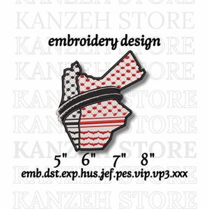 Jordan Palestine Map Embroidery Design – Shemagh Keffiyeh Heritage Pattern (Digital File)