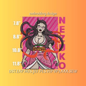 Nezuko Stickdatei | Anime Maschinenstickerei Muster | Demon Slayer Stickdatei