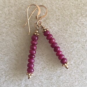 Dainty Ruby Rondelle Stack Earrings