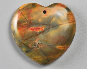 Heart shaped Picasso jasper pendant stone 34x40x8mm