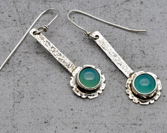 Sterling silver and chalcedony drop earrings