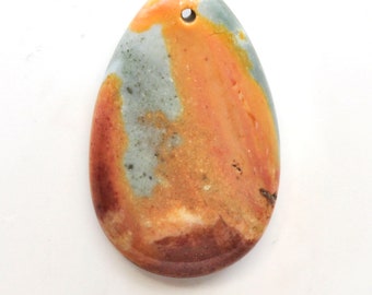 Polychrome Jasper pendant stone 48x35x8mm