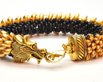 Dragon bracelet in brushed gold