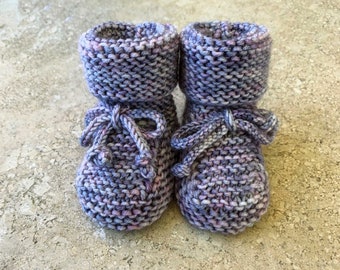 Knitted Baby Booties for Baby Girl, Hand dyed Australian extrafine Wool, Newborn Baby Booties, Baby Shower Gift, Baby Shoes, Hand knitted,