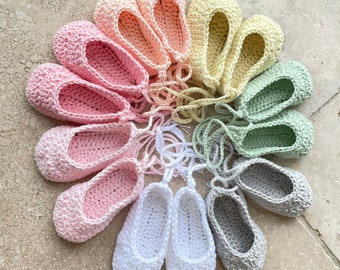 Ballerina Baby Shoes - Crochet Baby Ballerina Booties - Pure Cotton Booties - Newborn Booties - Baby Shoes - Newborn Baby Photo Props