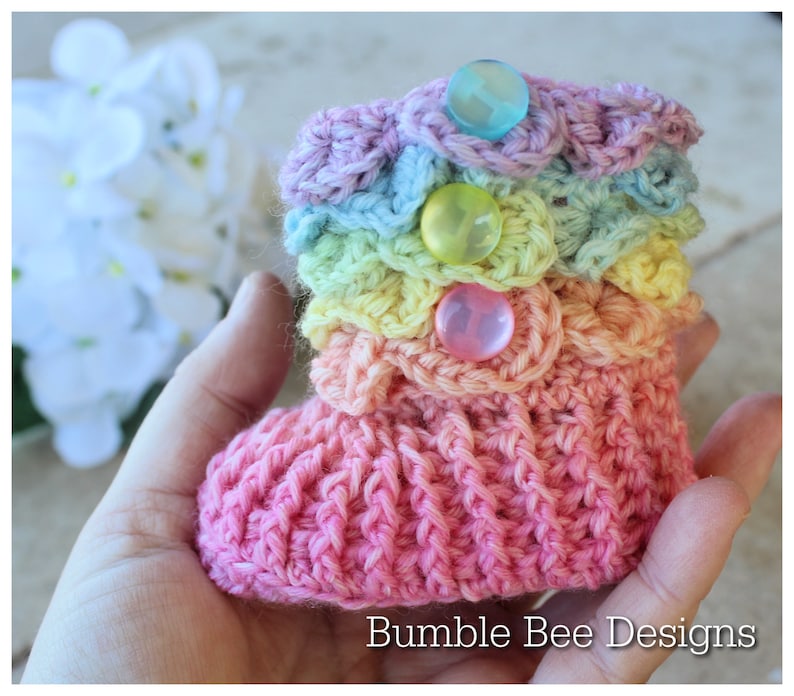 Pastel Rainbow Baby, baby booties, Crochet Baby Booties, Baby Gift, Rainbow baby, image 3