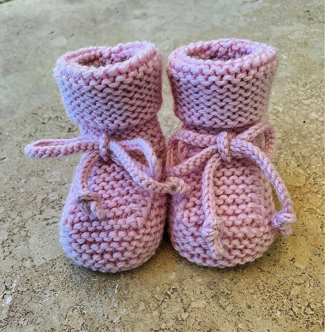 Pink Knitted Baby Booties for Baby Girl, Newborn Baby Booties, Baby
