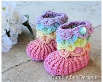 Pastel Rainbow Baby, baby booties, Crochet Baby Booties, Baby Gift, Rainbow baby,